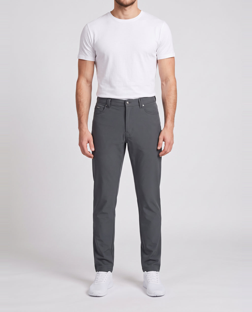 Men's Catini Leggero Lightweight Trousers in Charcoal — on model
