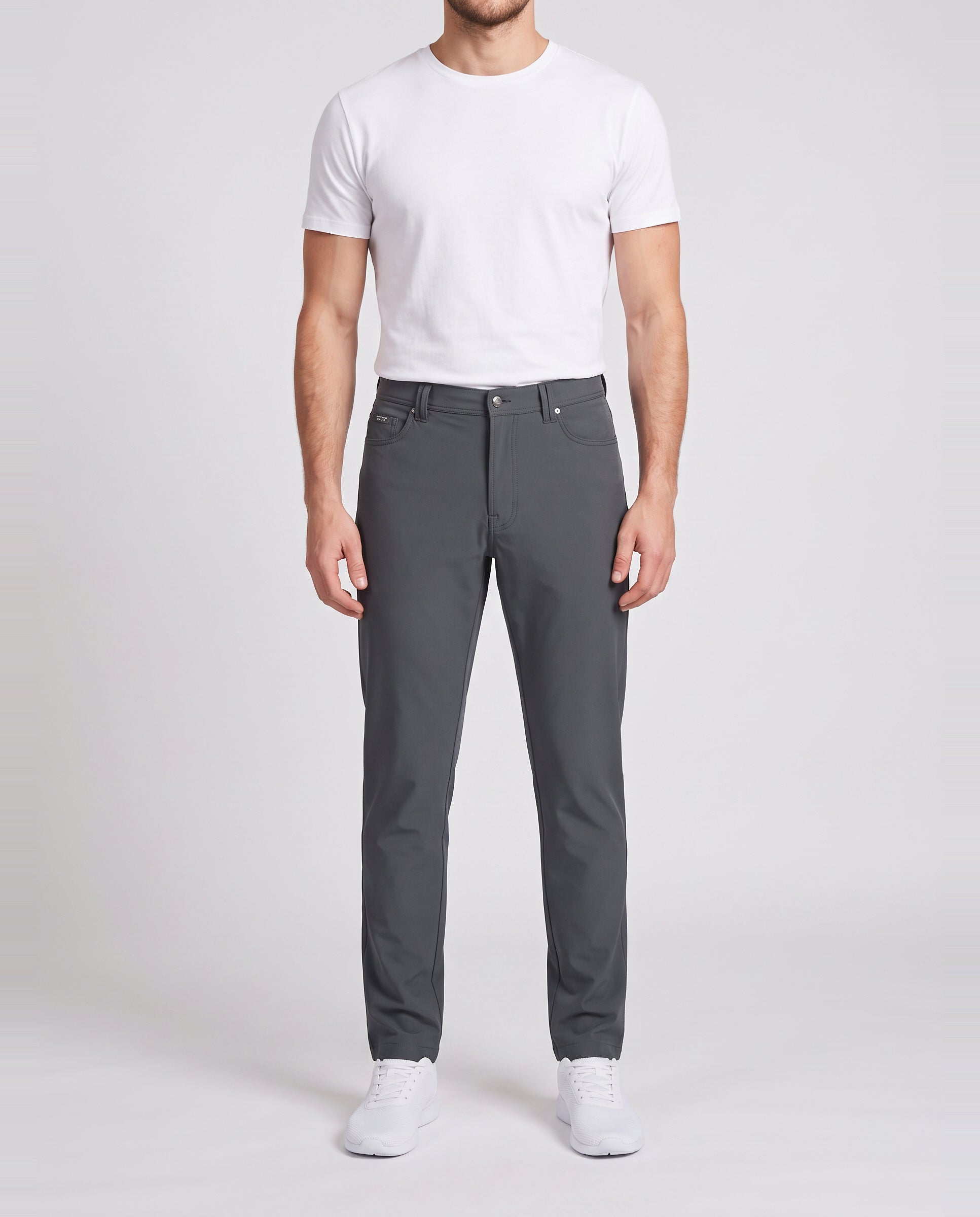 Men's Catini Leggero Lightweight Trousers in Charcoal — on model