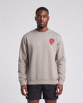 The North Face Gear Up Get Out Relaxed Crew Sweatshirt Stone Slab — on model