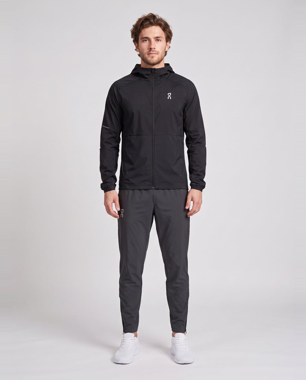 Men's On Running Core Jacket 1 Black | Eclipse & Core Pants Eclipse Tracksuit Set — on model