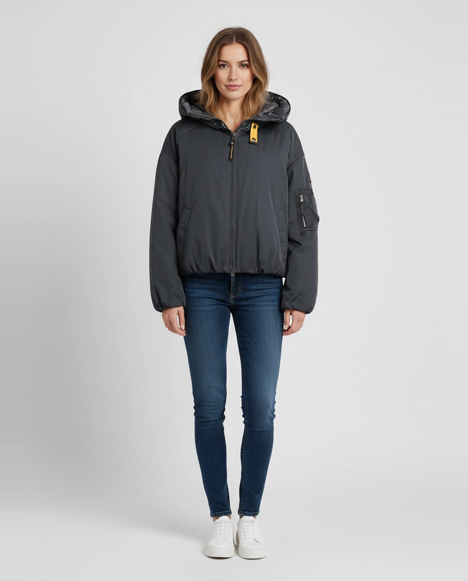 Women's Parajumpers Naadz Pencil Hooded Bomber Jacket on model
