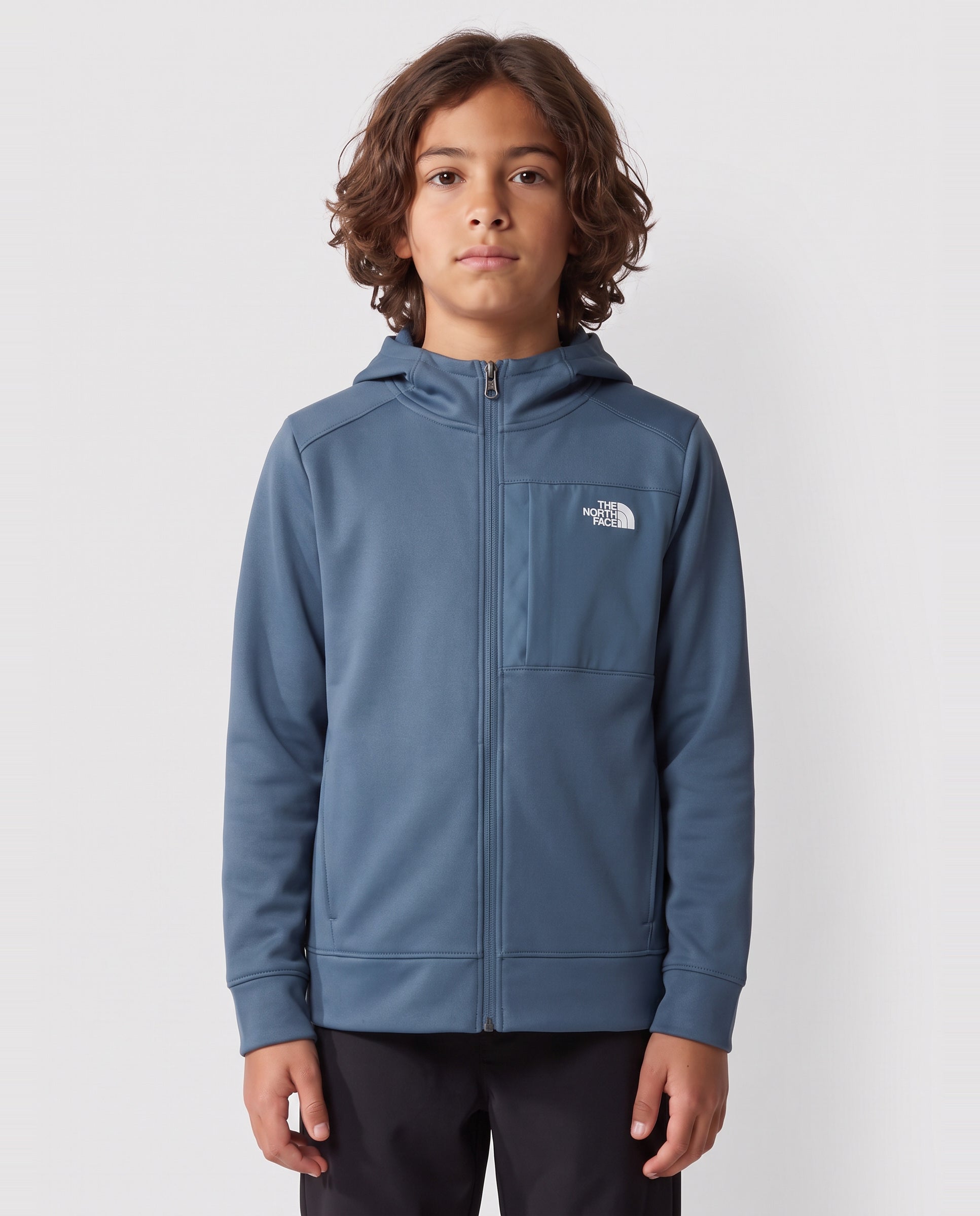 Teen The North Face Performance Fleece Full Zip Jacket Granite — on model