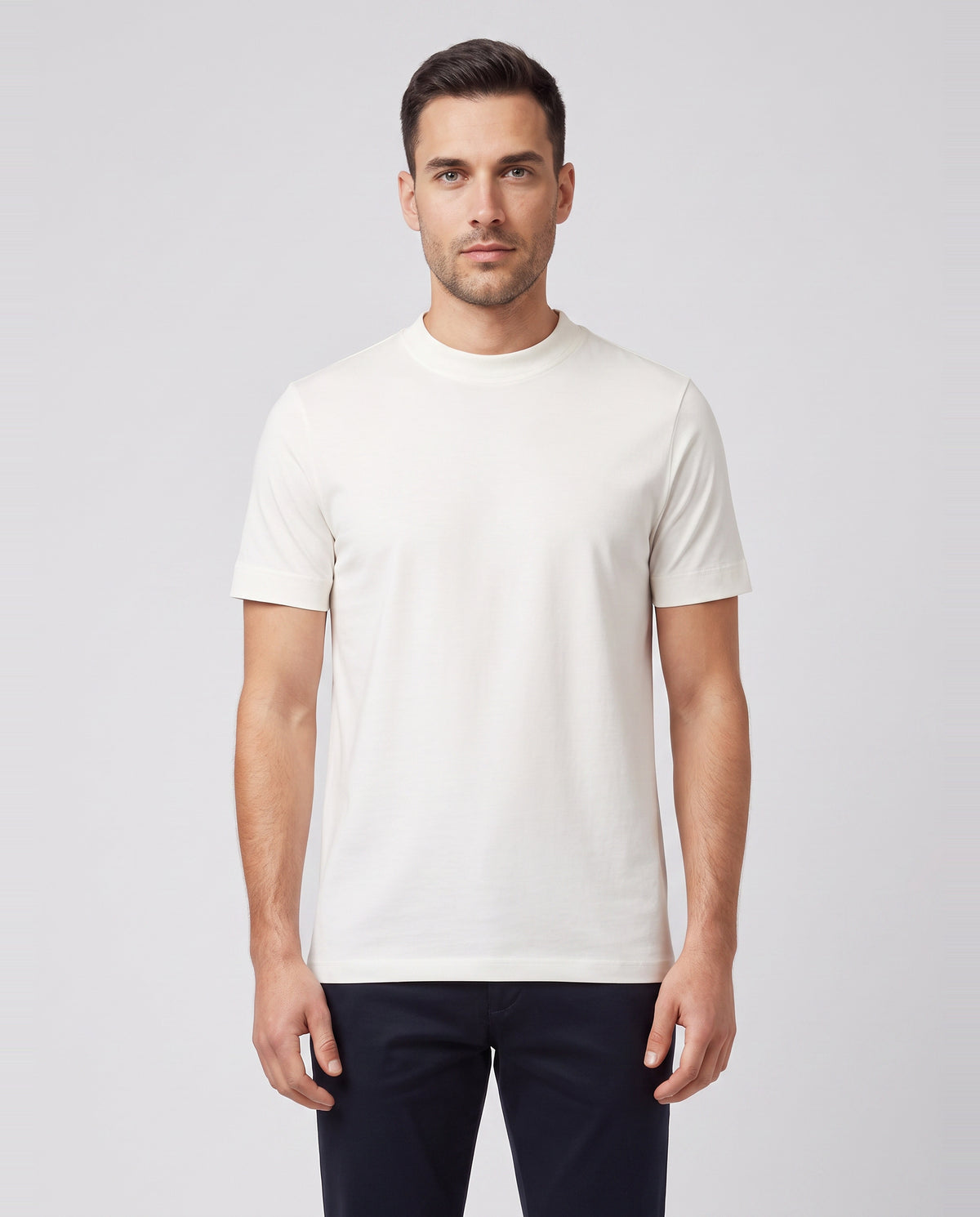 Men's Gran Sasso White Interlock T Shirt — on model