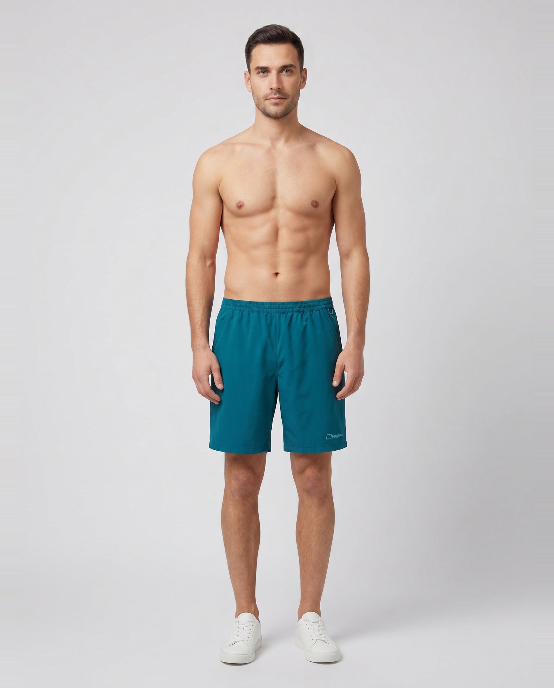 Men's Berghaus Light Blue Wandermoor Wind Short — on model