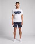 Men's Catini Astratto T-Shirt in White Navy & Astratto Shorts in Navy Set — on model