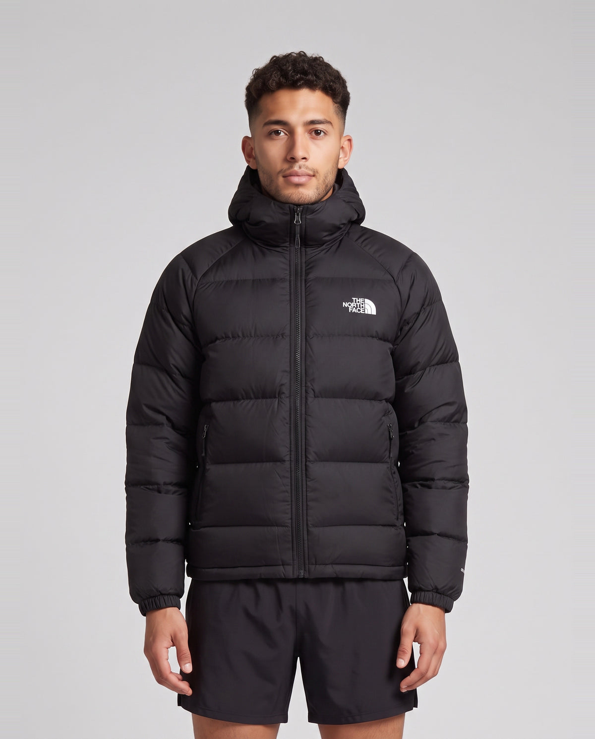 Mens The North Face Hydrnlte Down Hoody Black Jacket — on model