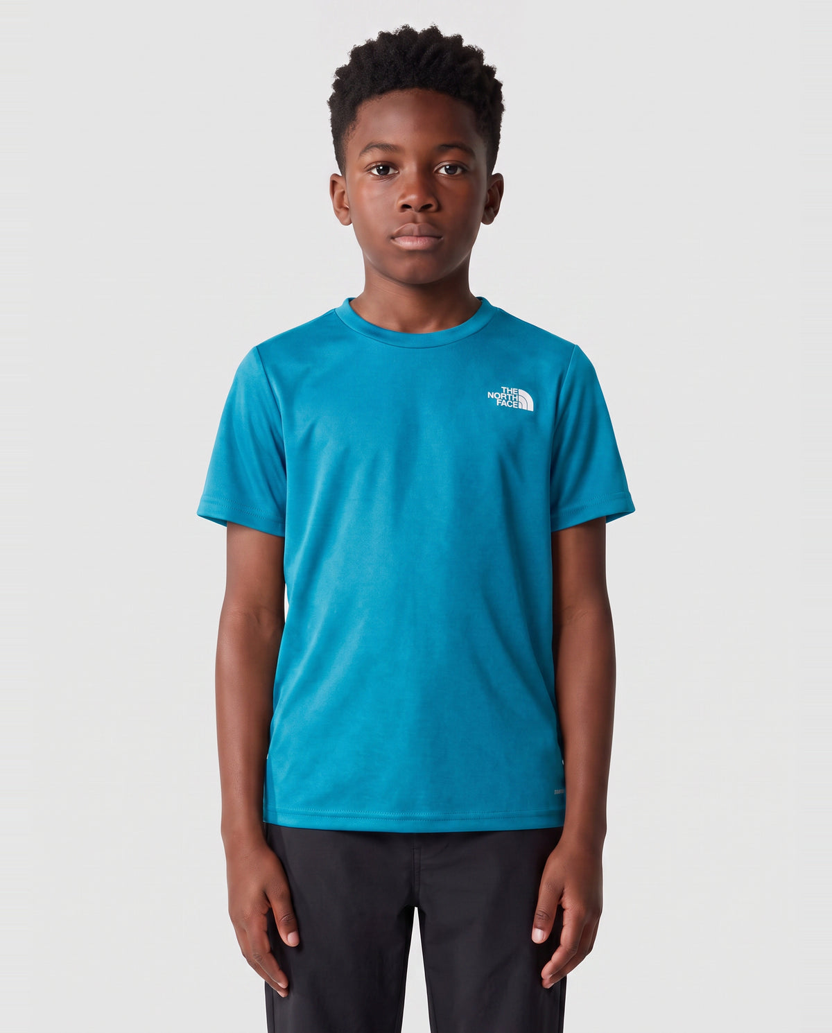 Kids The North Face Teen New 24/7 SS Meridian Blue T Shirt — on model