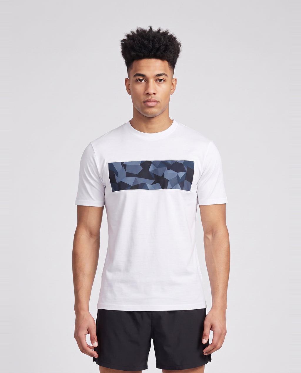 Men's Catini Astratto T-Shirt in White Navy — on model
