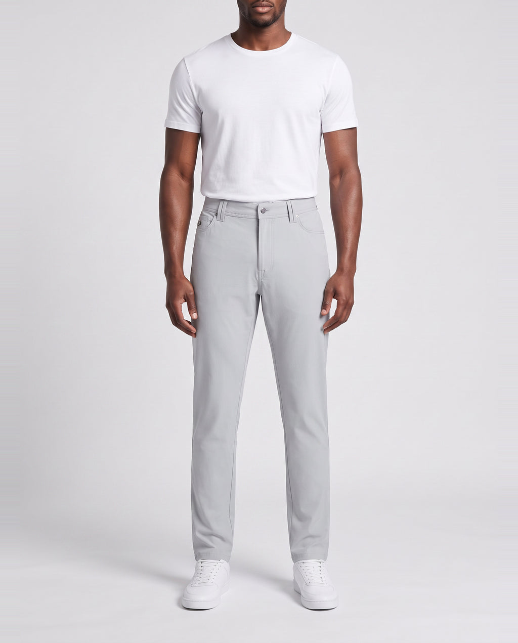 Men's Catini Leggero Lightweight Trousers in Ice Grey — on model