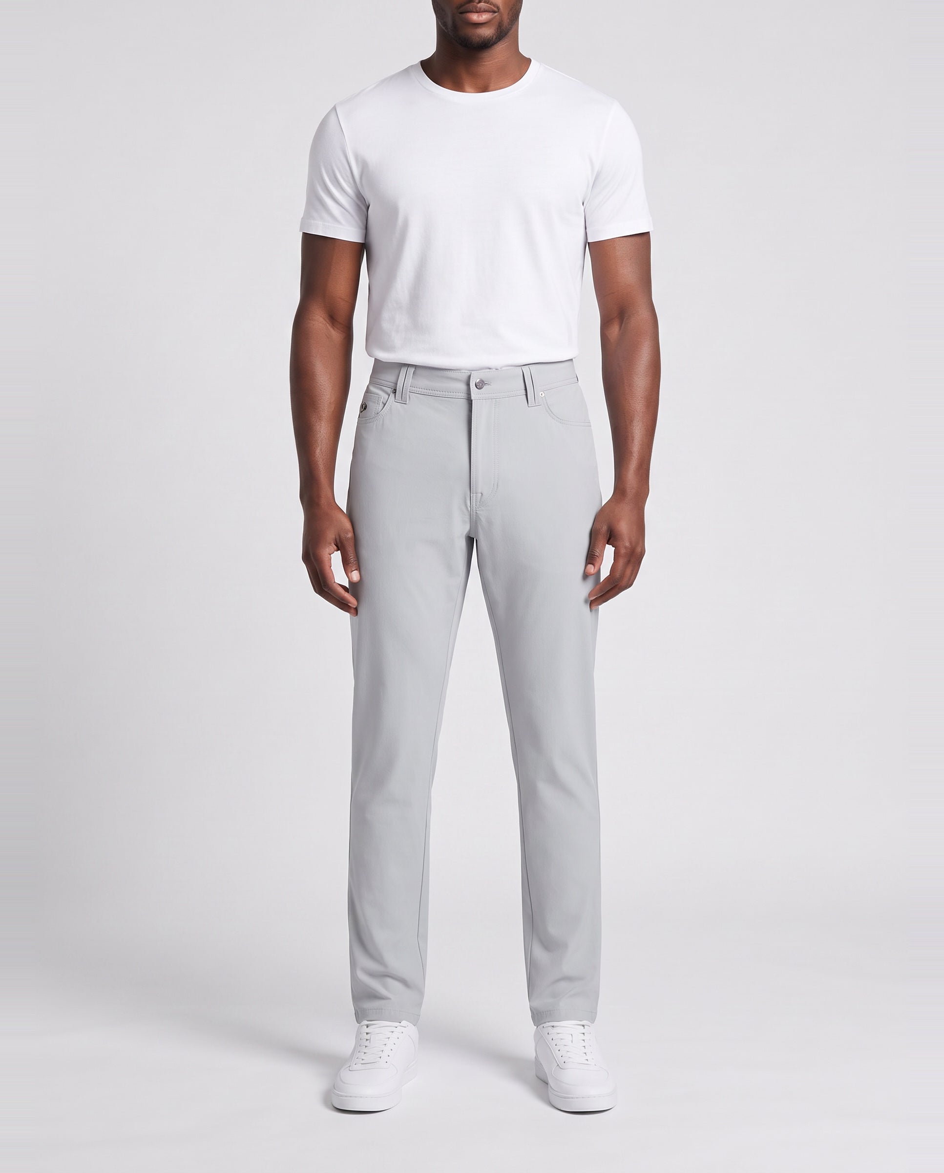 Men's Catini Leggero Lightweight Trousers in Ice Grey — on model