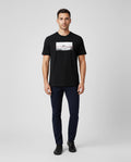 Mens BOSS Green Tee Photoprint Black T Shirt on model