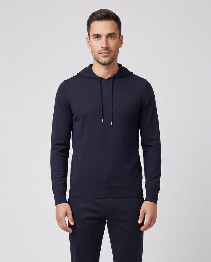 Men's Gran Sasso Navy Knitted Hoodie