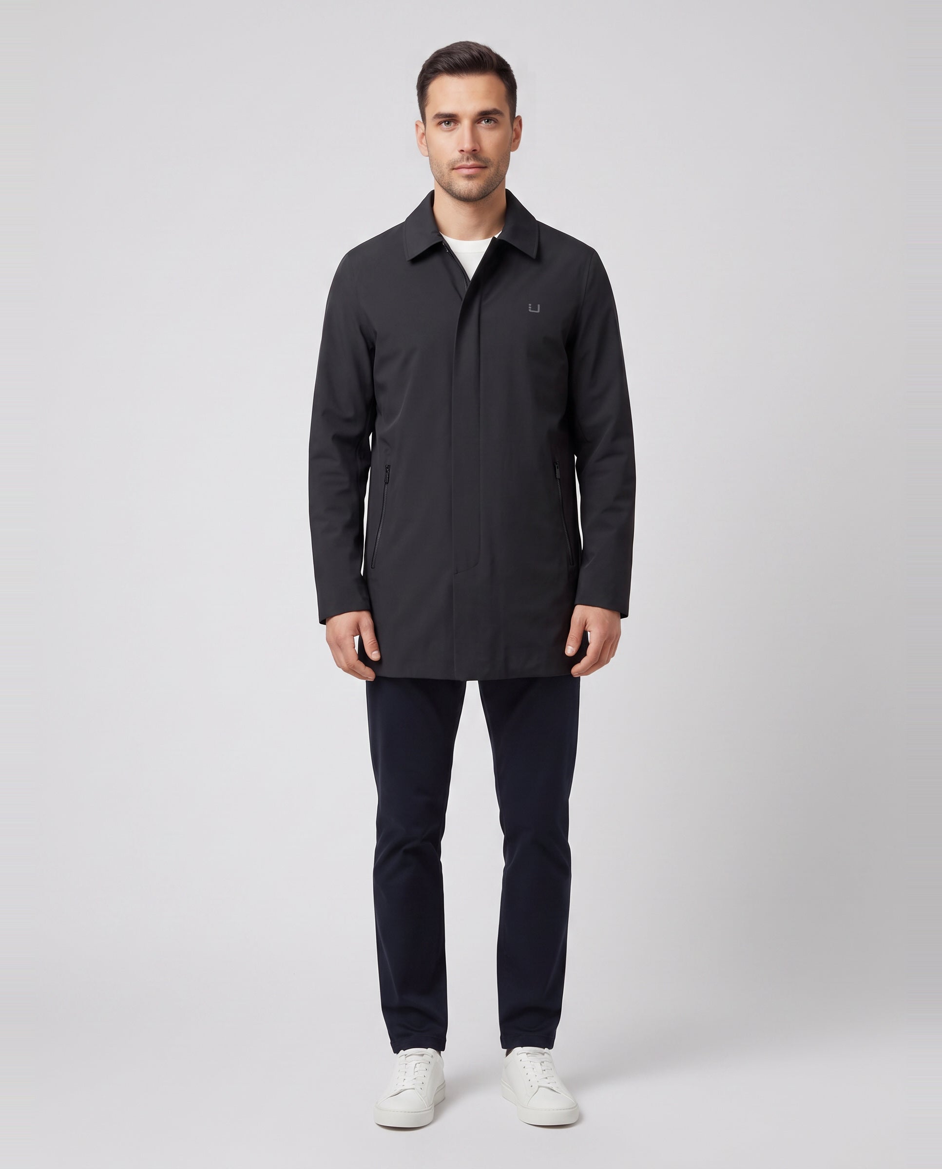 Men's UBR Black Regulator Coat — on model