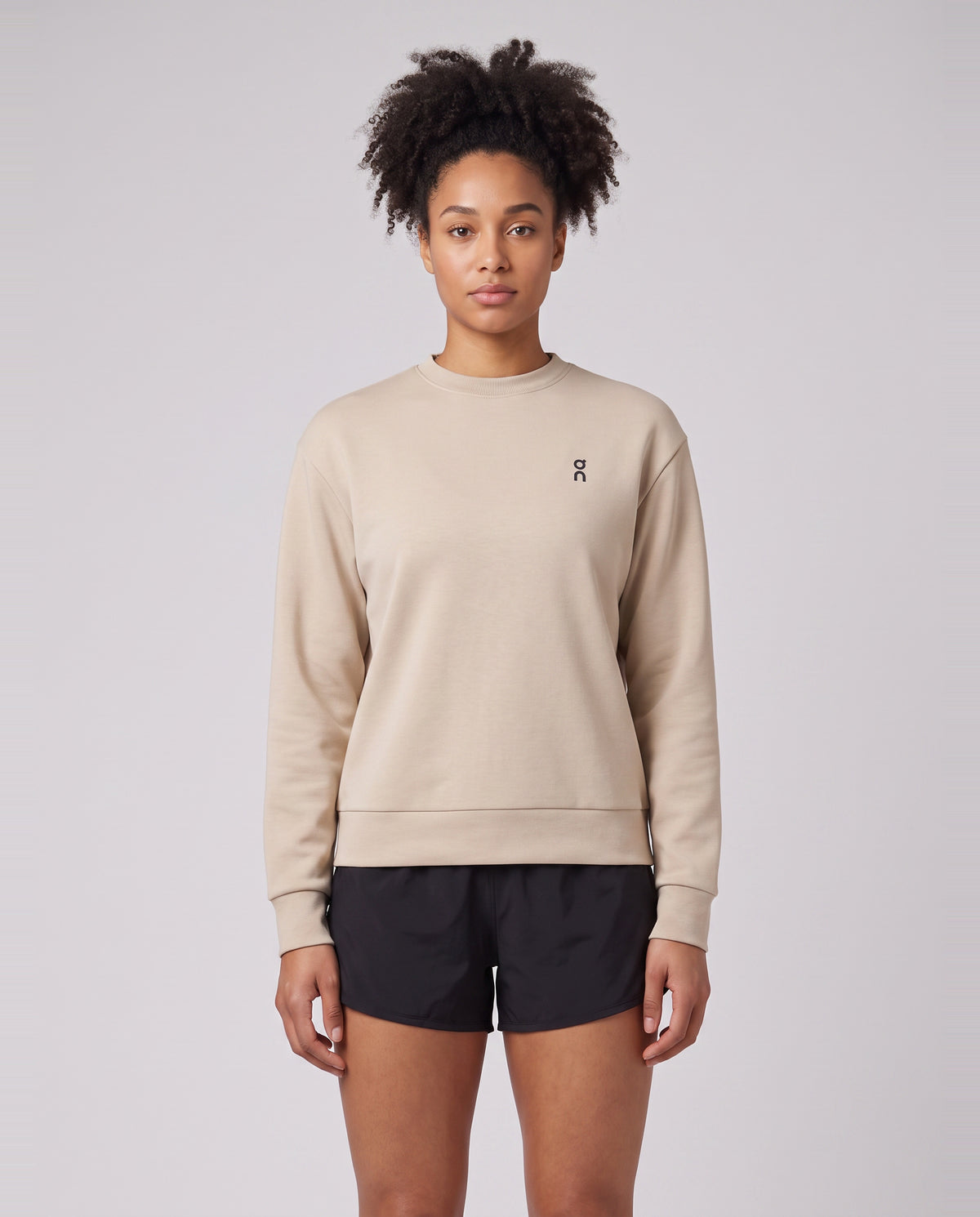Women's On Running Focus Tech Crew 1 Desert — on model