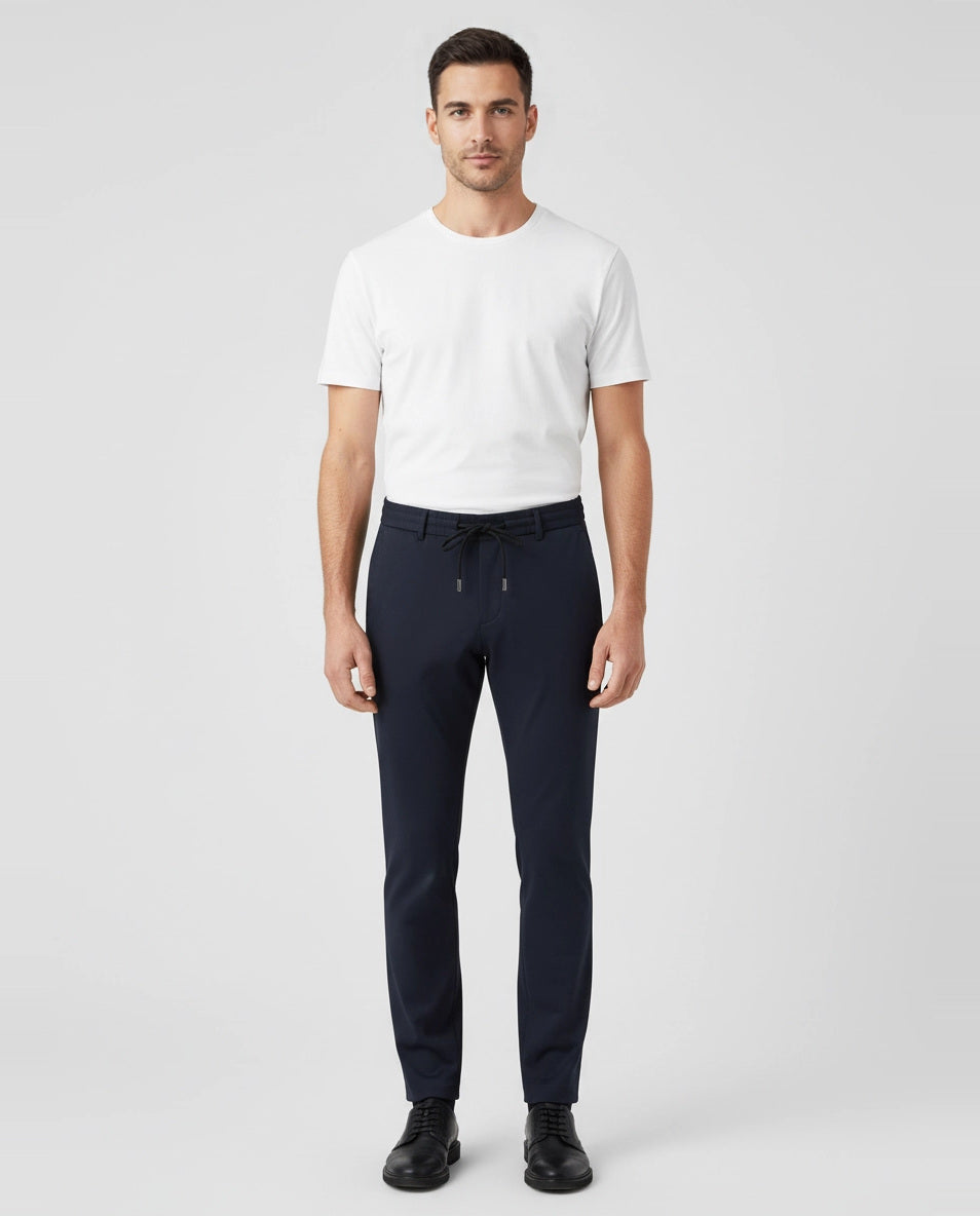 Men's BOSS Navy C-Genius-J-RDS-243 Trousers on model