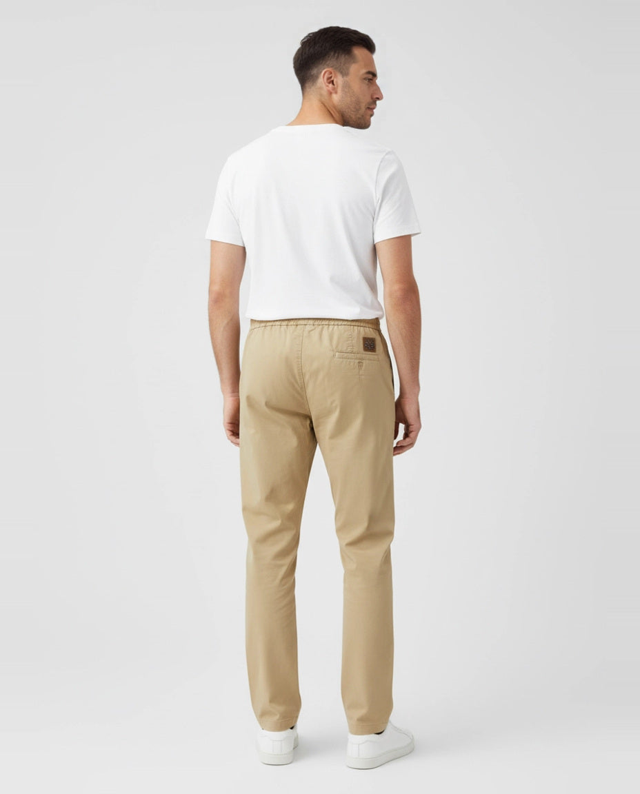 Men's Jacob Cohen Hemp Beige Trousers back view on model