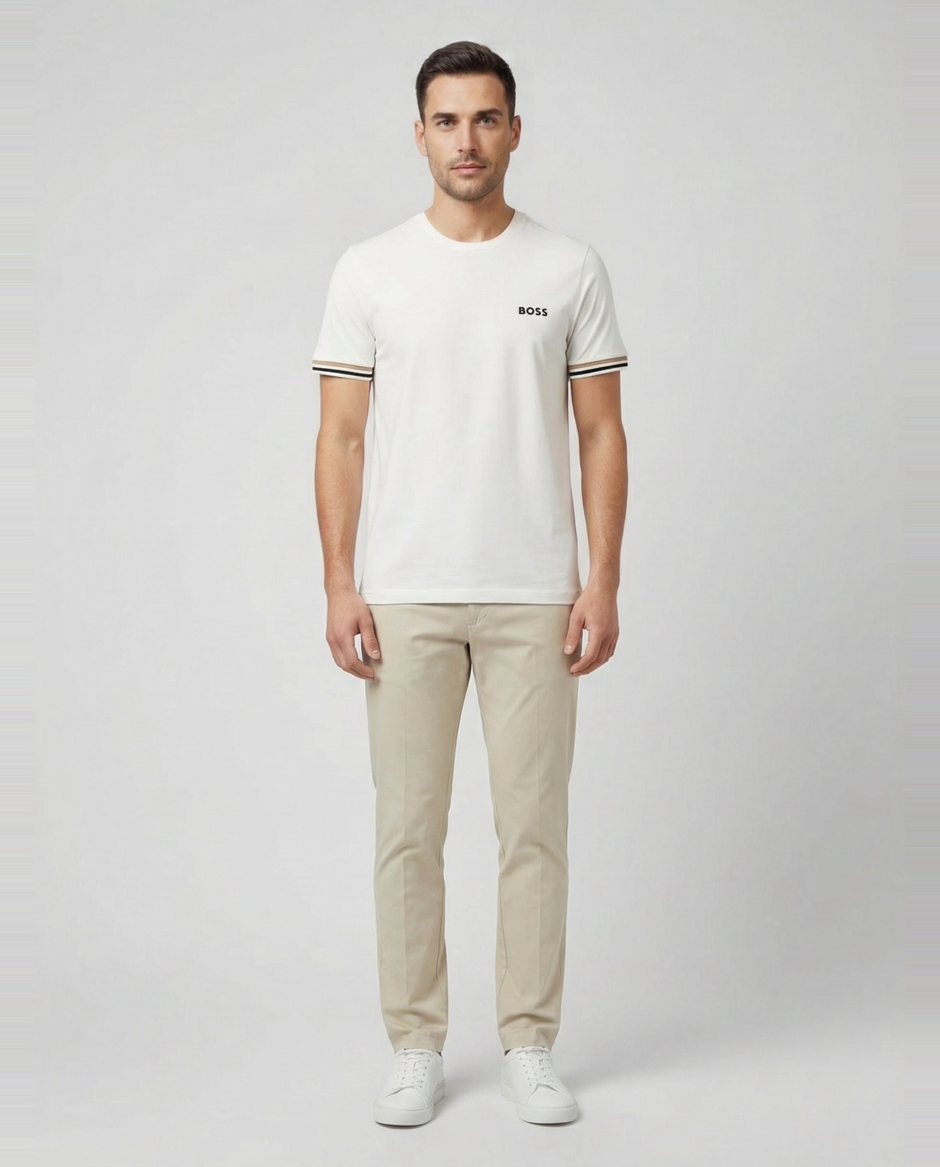 BOSS Black P-Genius-W-WG-262F Open Beige Trousers - Model Shot