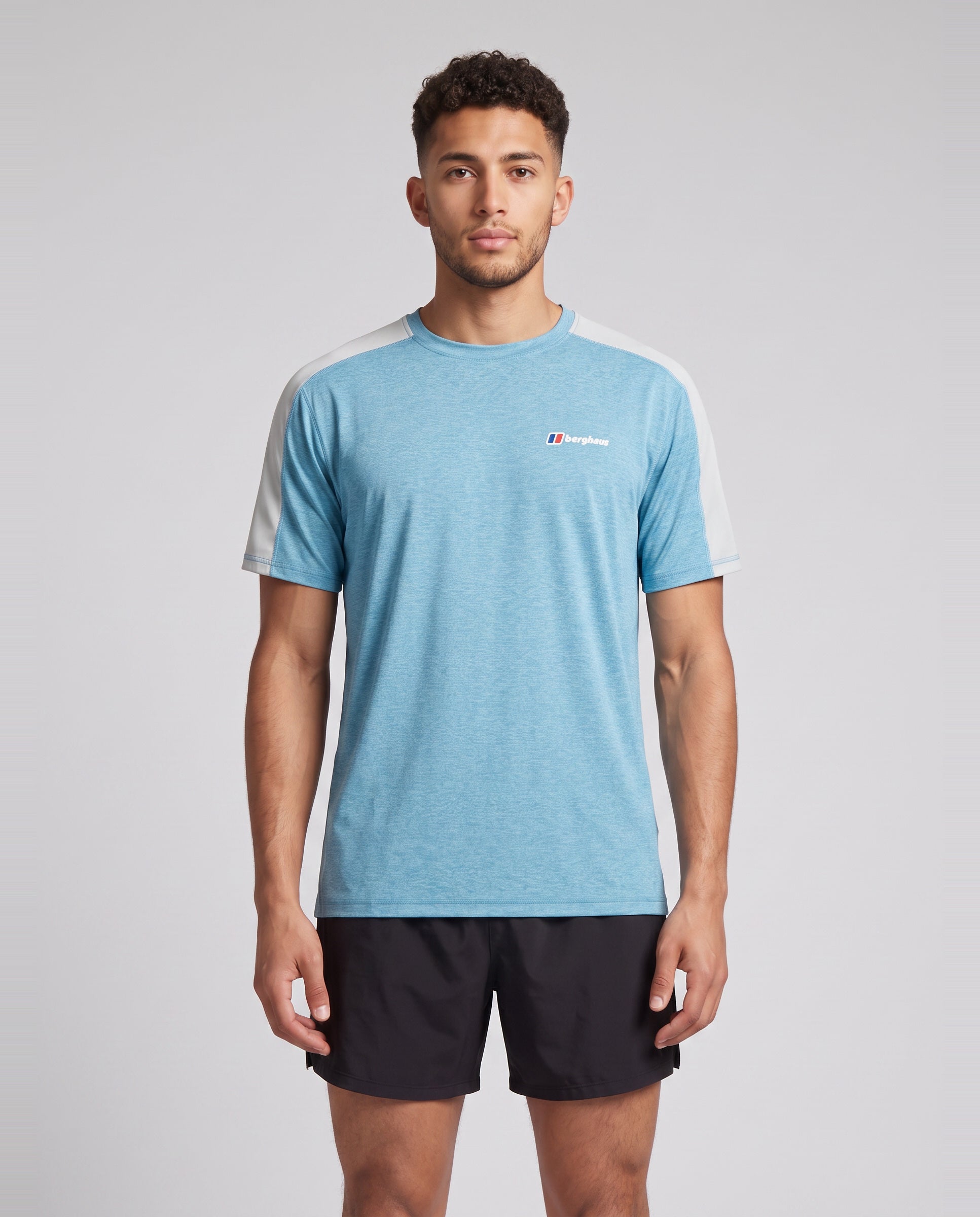 Men's Berghaus Farndale Tech Tee Genetic Blue Polar — on model