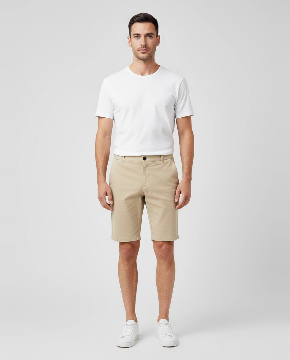 Men's Sandbanks Stone Chino Shorts on model