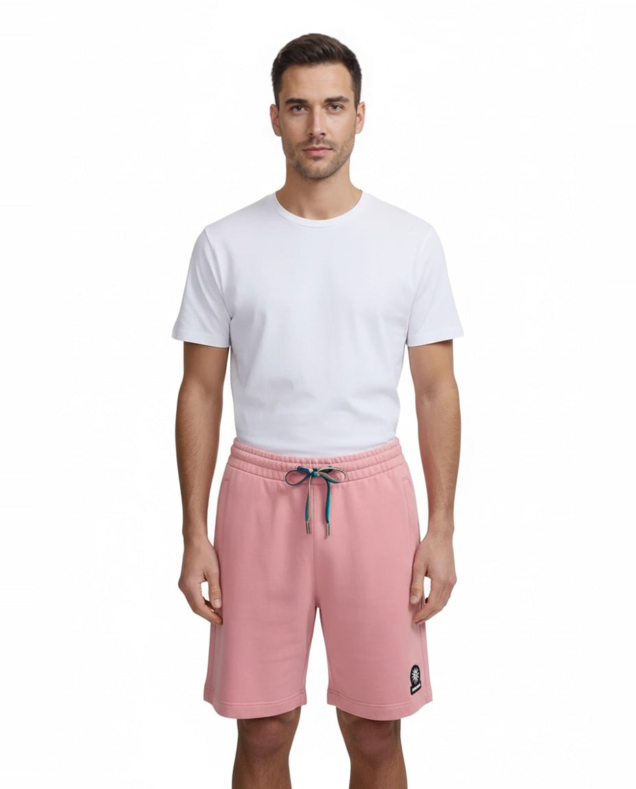 Men's Sandbanks Badge Logo Dusty Pink Shorts - Model Shot