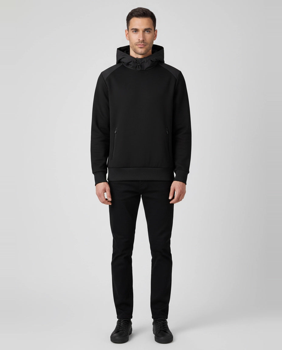 Men's BOSS Black P-Seeger Black Hoodie on model