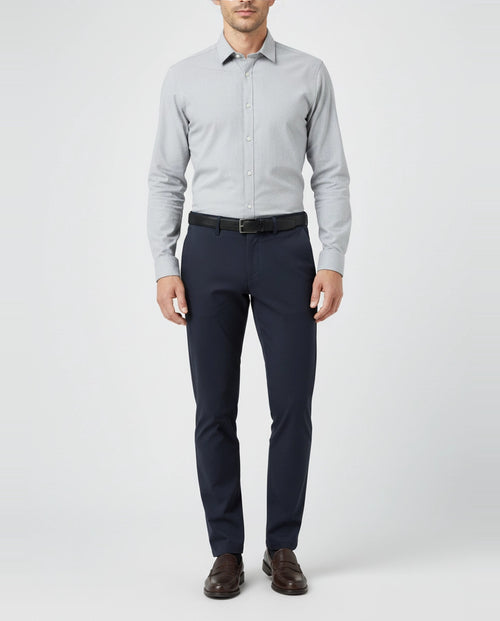 Mens BOSS Green T_Commuter Slim Dark Blue Trouser on model