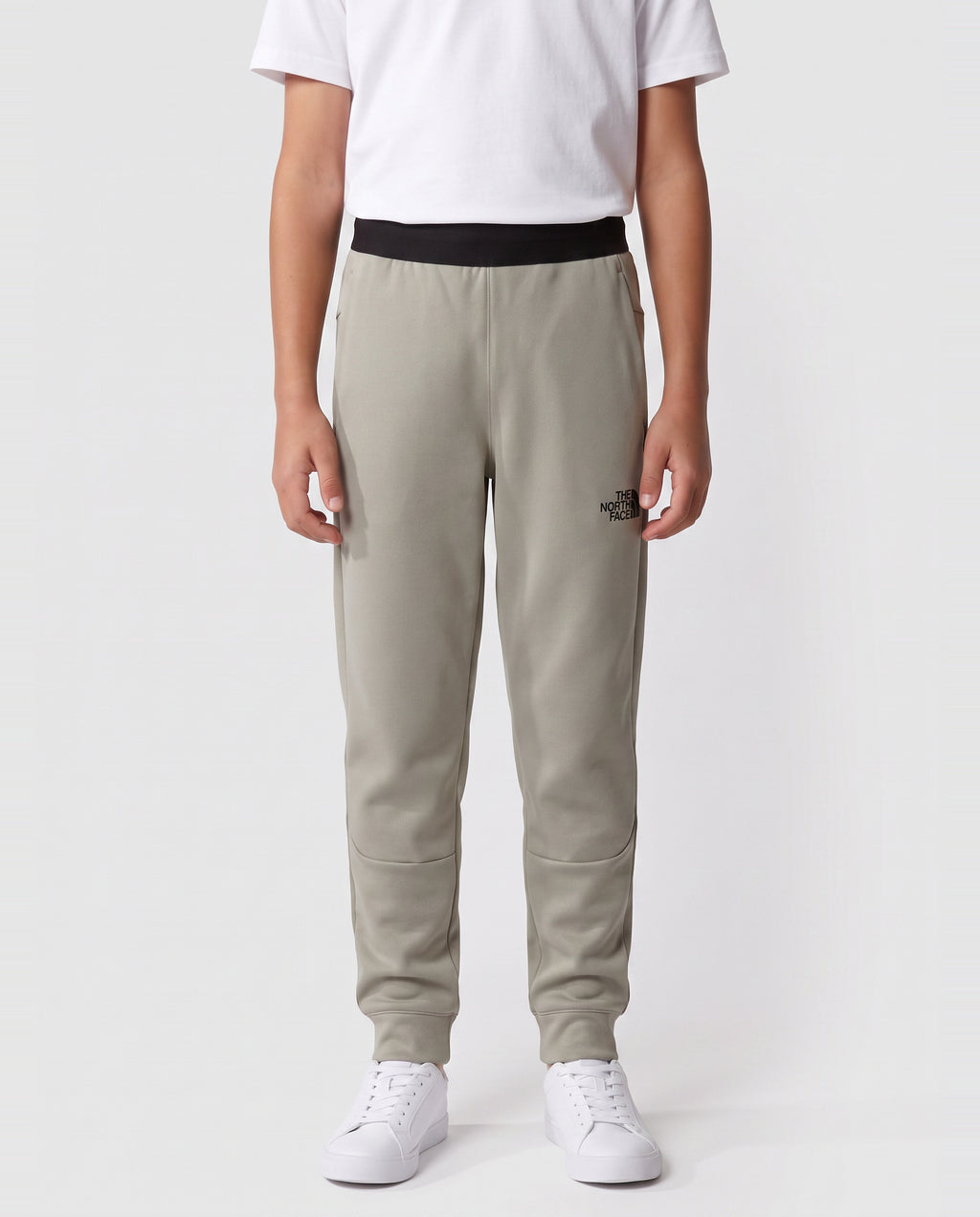 Boy’s The North Face Grey Mountain Athletics Joggers — on model