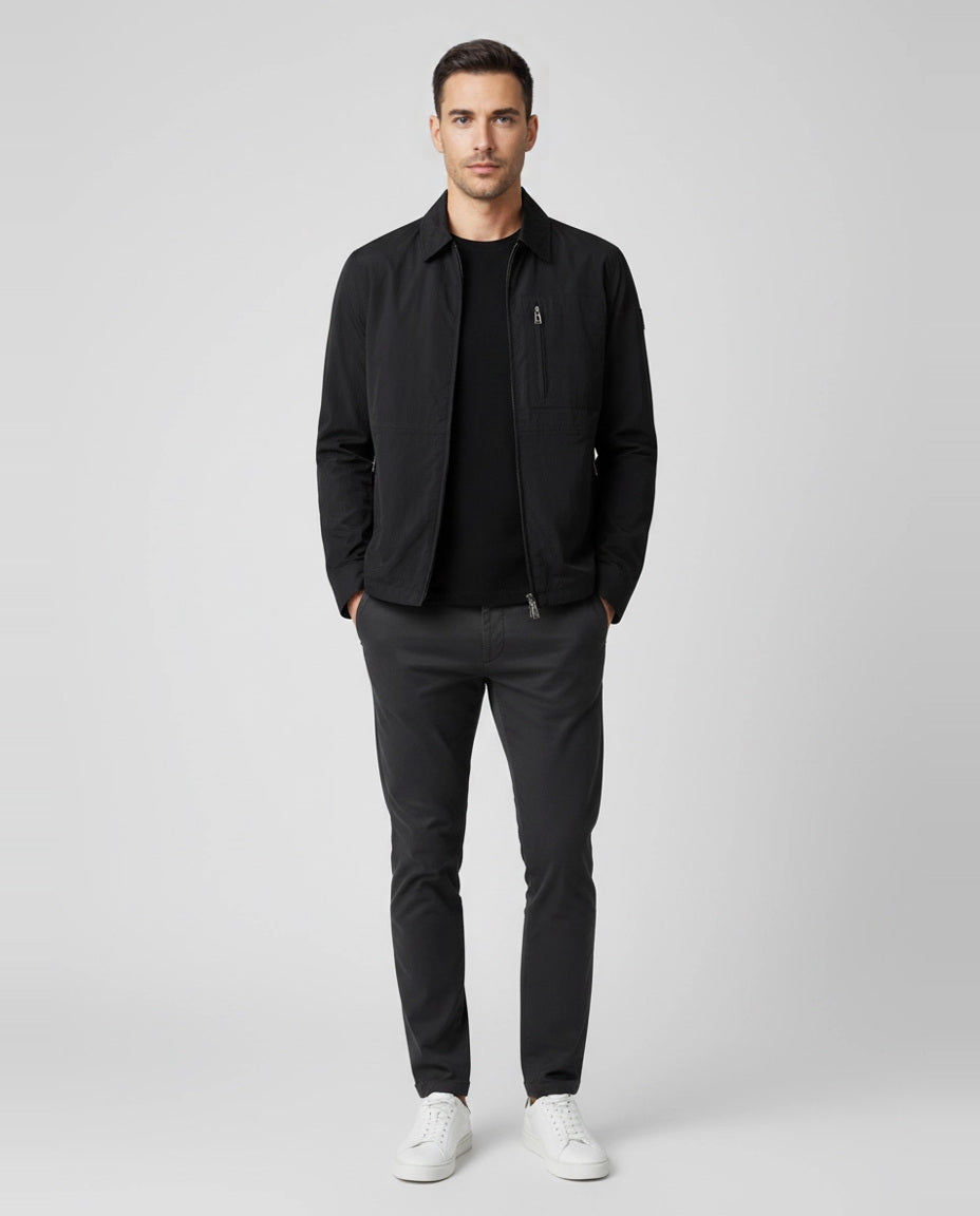Mens Belstaff Grid  BLACK Overshirts on model