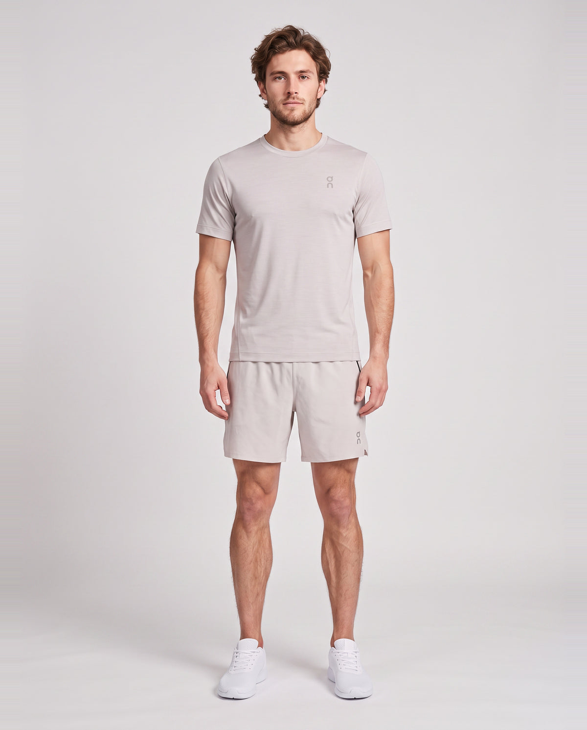 Men's On Running Alloy Train T Shirt & Alloy Train Shorts Set — on model