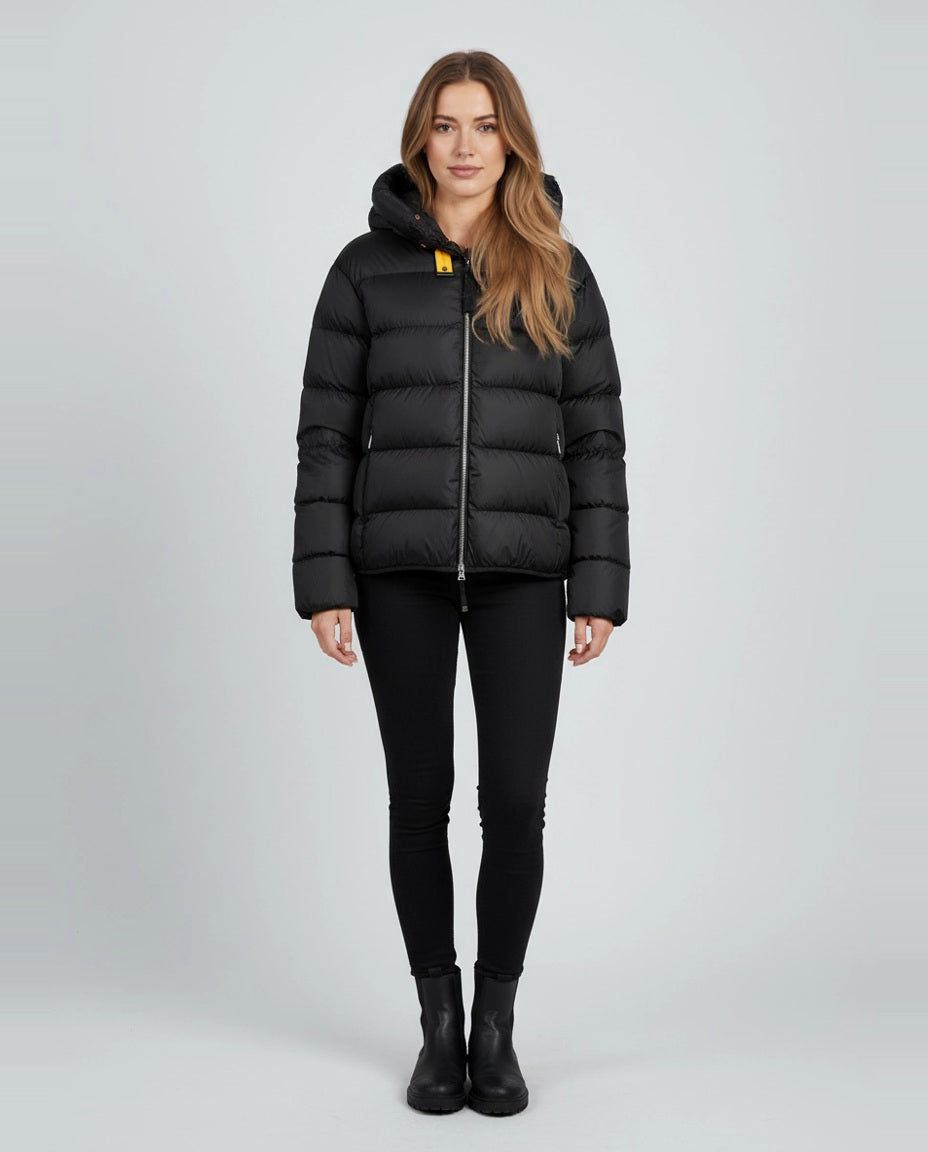 Women's Parajumpers Jinny Black Hooded Jacket on model