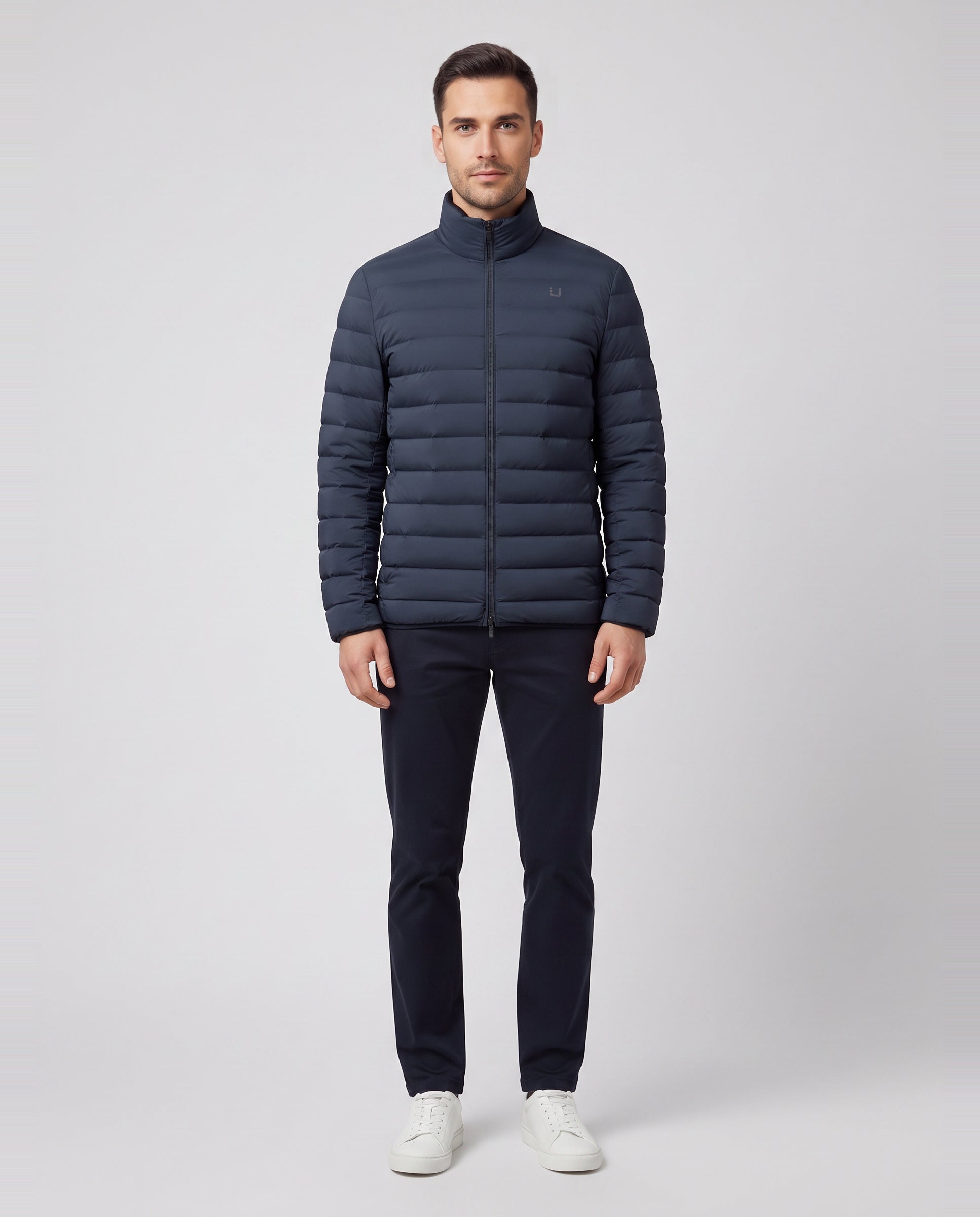 Men's UBR Sonic Jacket in Navy — on model