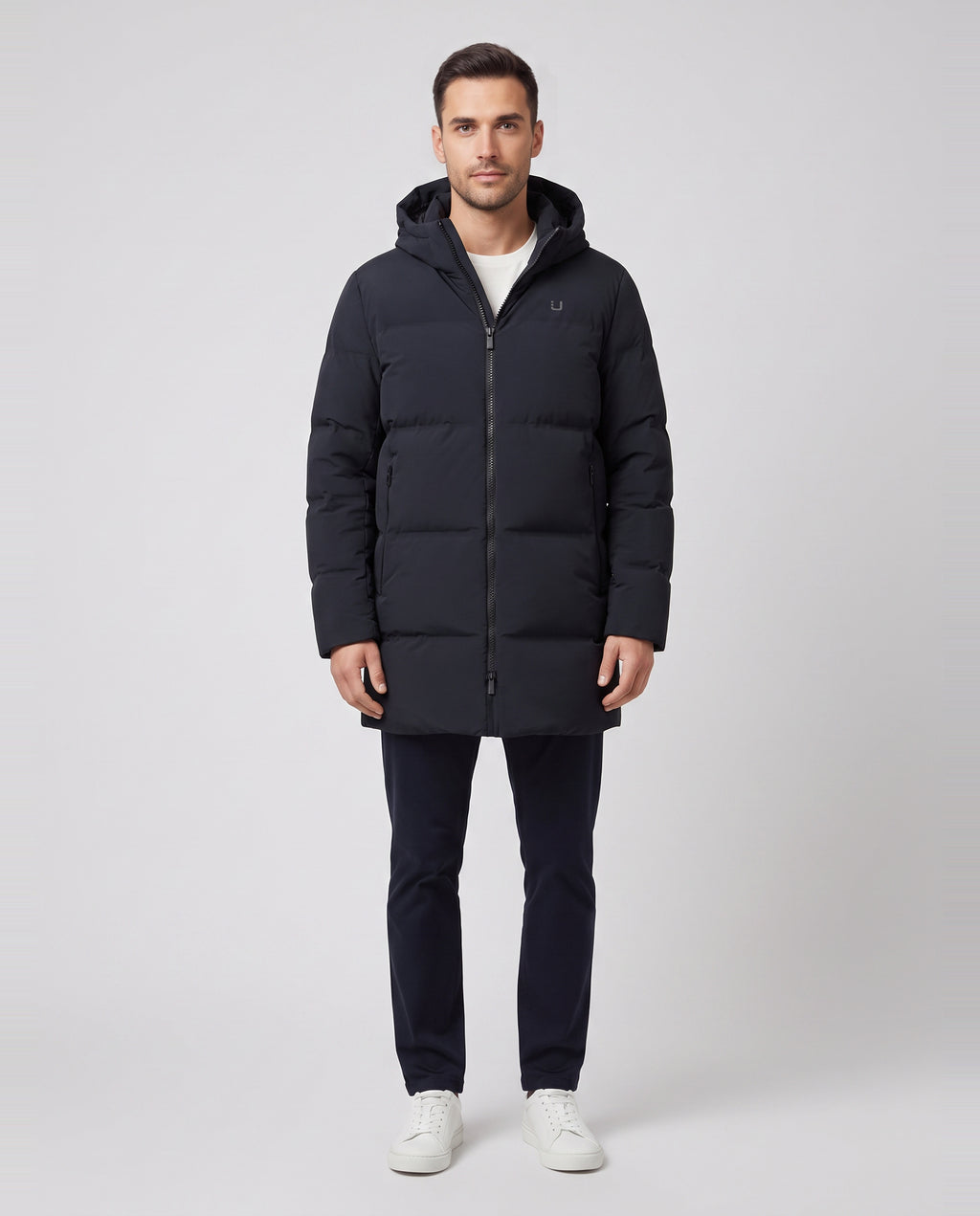 Men's UBR Navy Titan Parka — on model