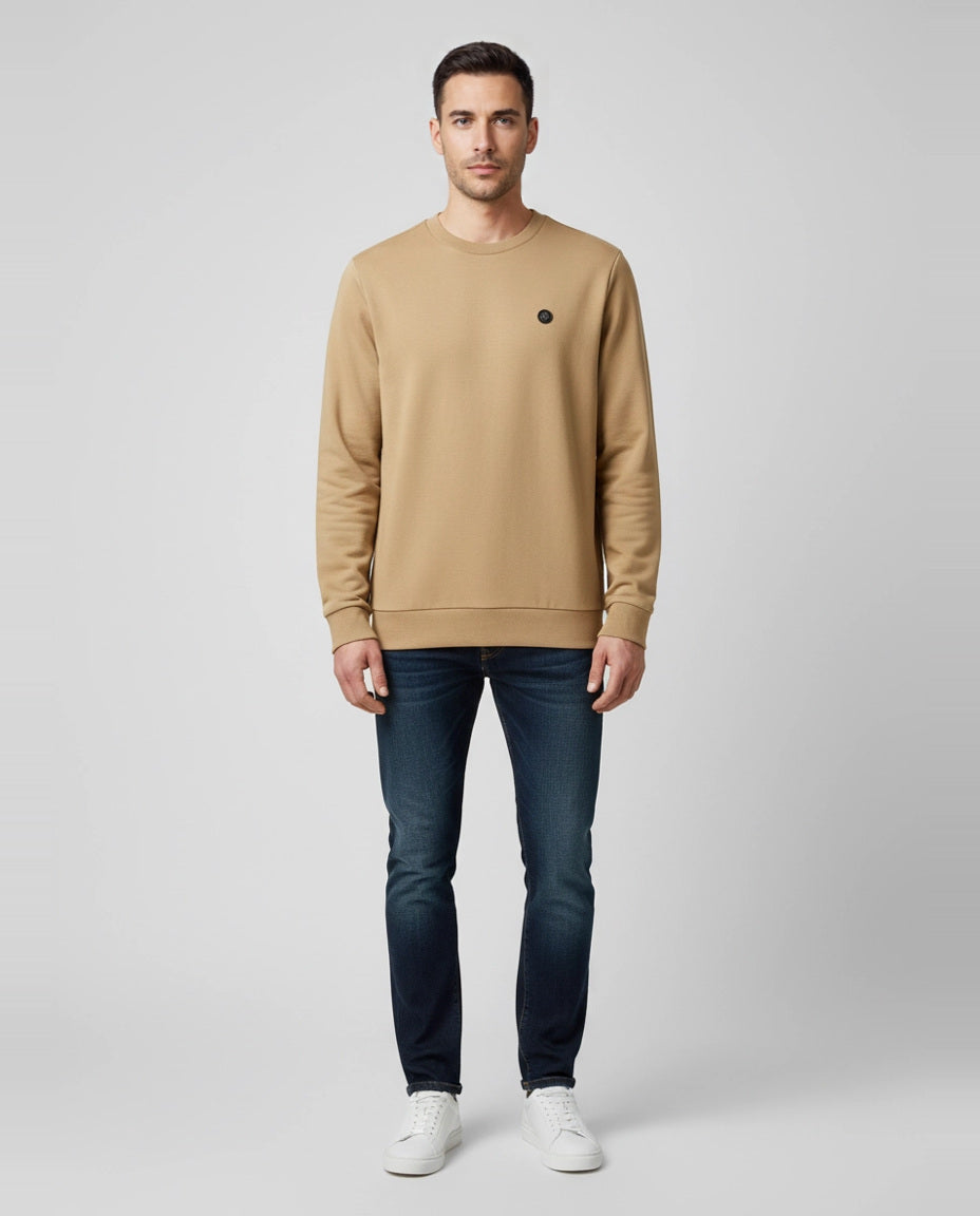 BOSS Black C-Sharpe 01 Dark Beige Sweatshirt on model