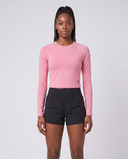 Women's On Running Studio Long-T Crop 1 Magnolia — on model