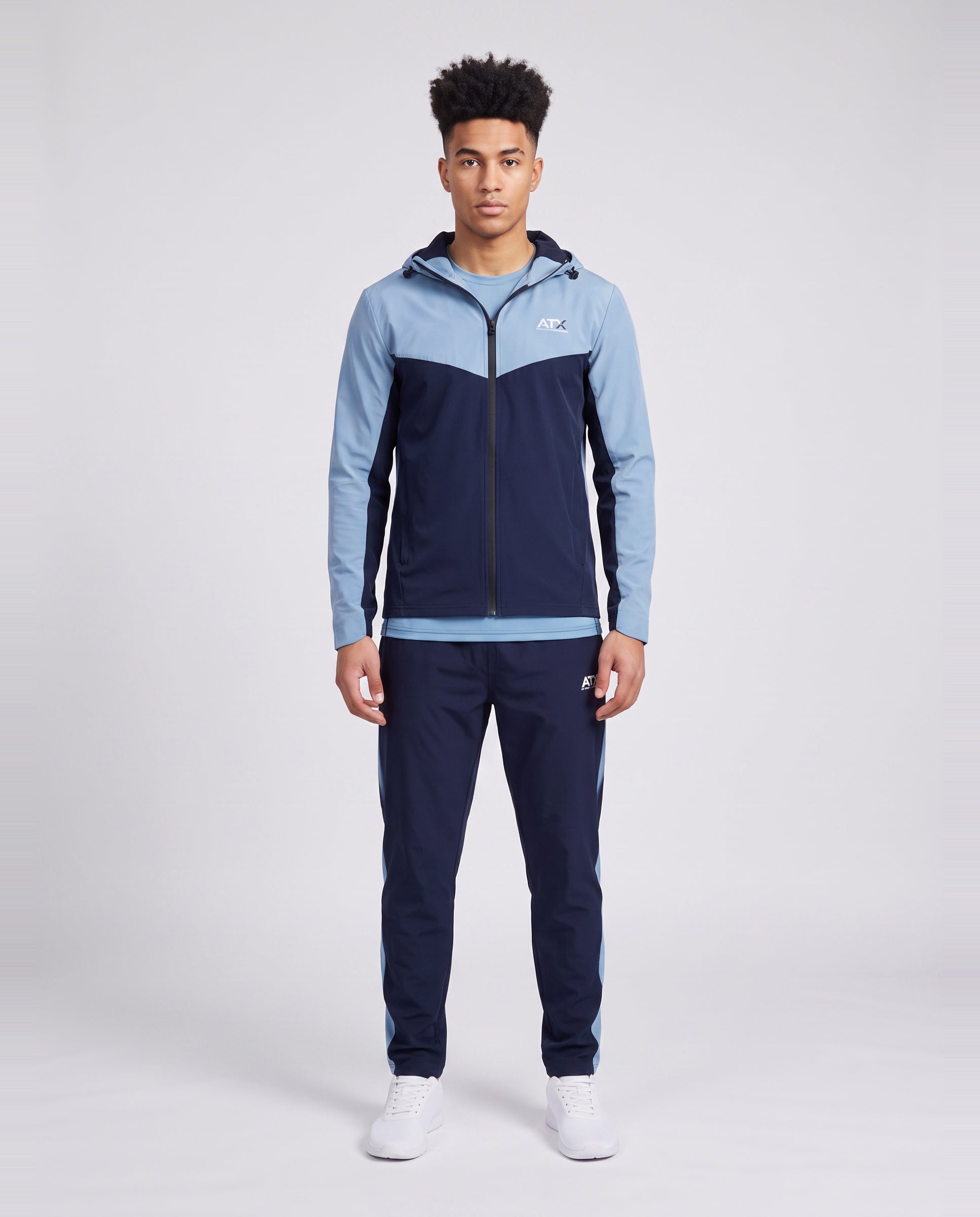 Men's ATX Horizon Track Top & Pant In Blue/Navy Tracksuit Set — on model