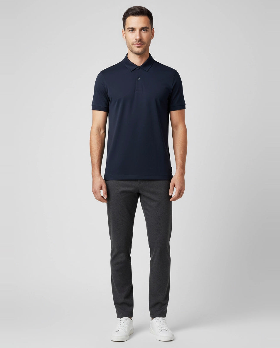 Men's BOSS Black P Paino 152 Dark Blue Polo Shirt on model