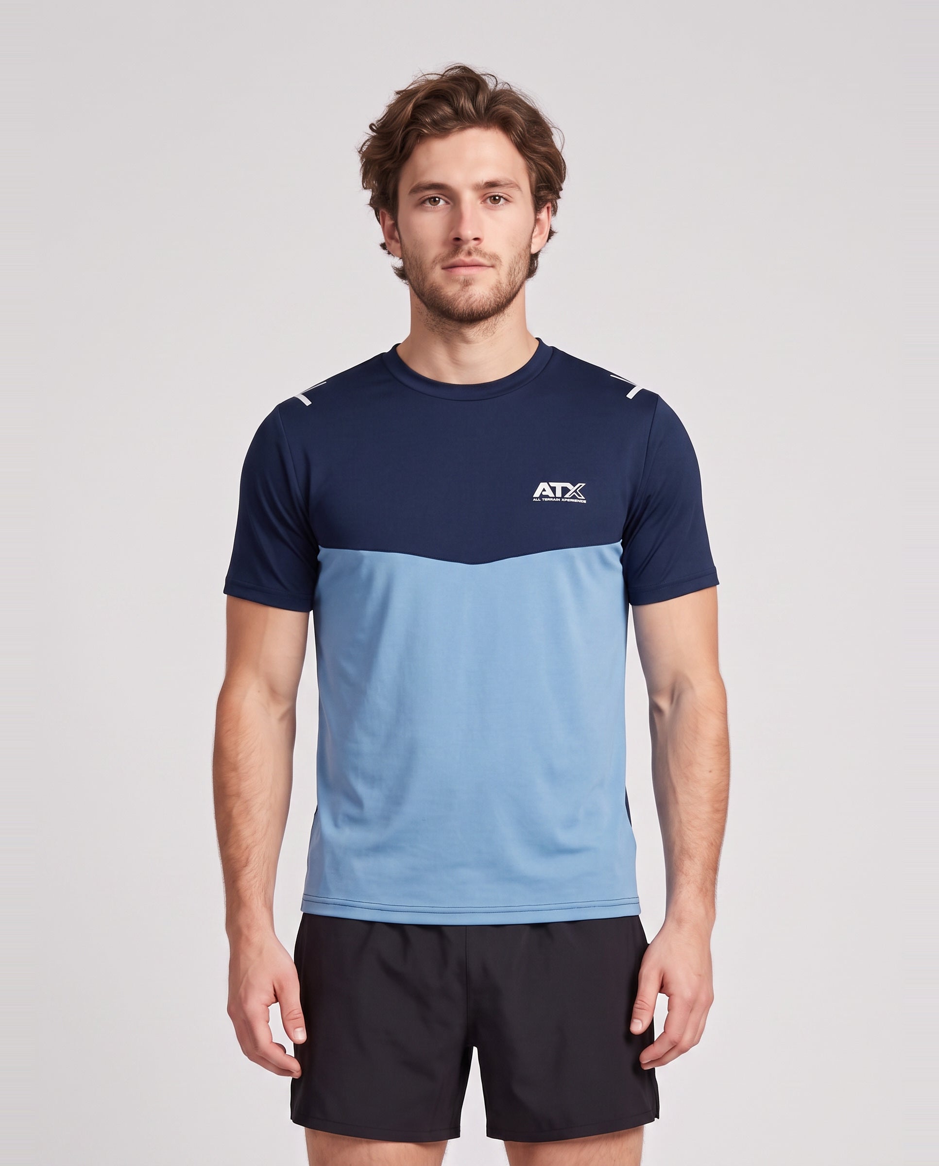 Men's ATX Tundra T-Shirt in Navy/Blue — on model