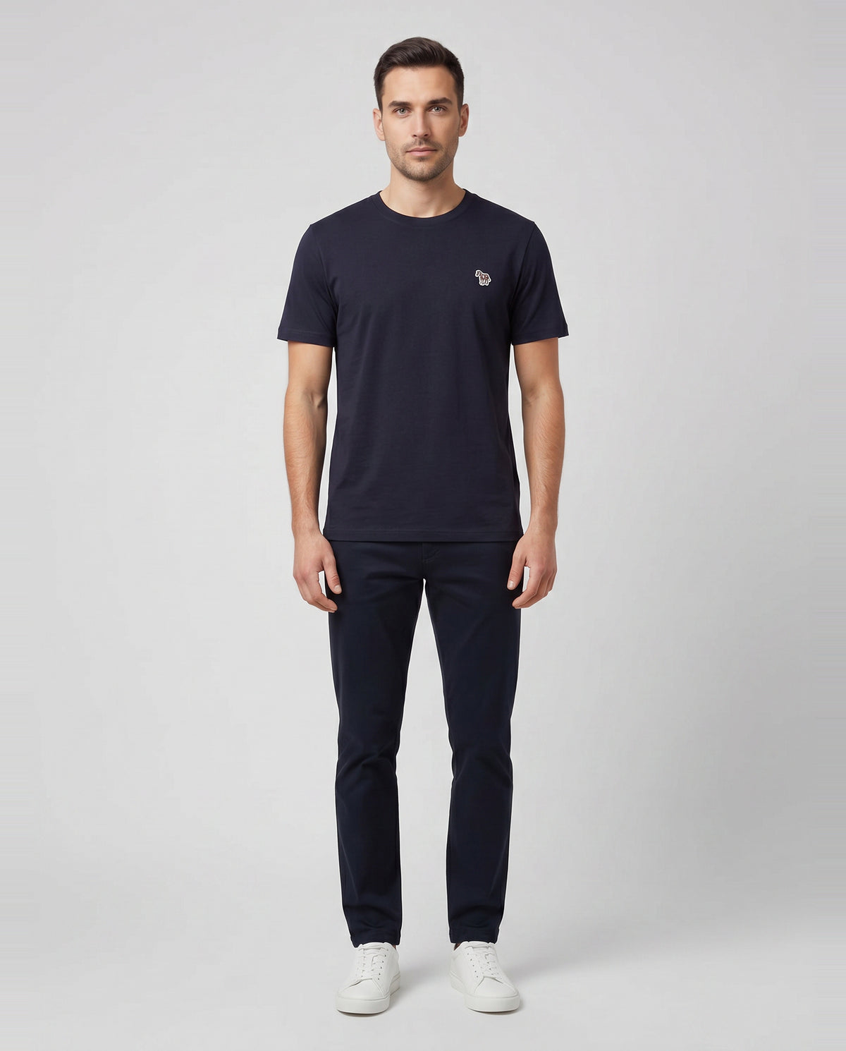 Men's Paul Smith Navy Short Sleeve Reg Fit Zebra T-Shirt — on model