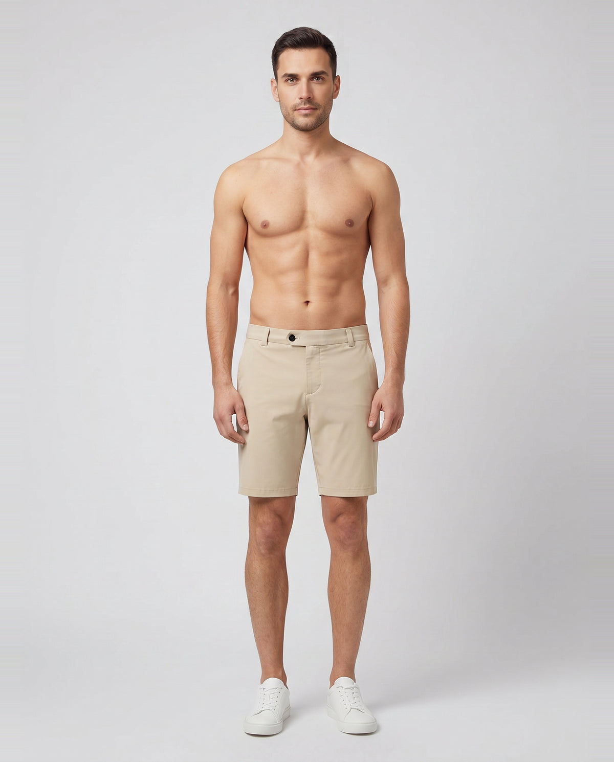 Men's Sandbanks Stone Badge Logo Chino Short — on model