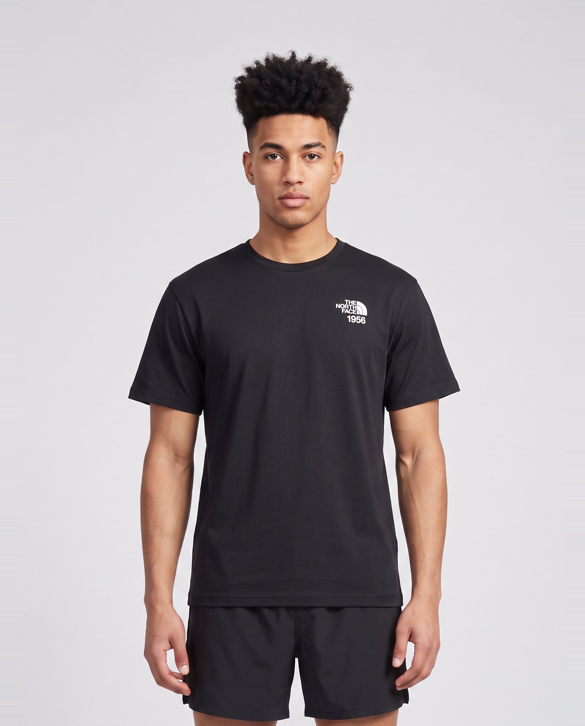 Men's The North Face U 6OTH Anniversary SS T-Shirt TNF Black — on model