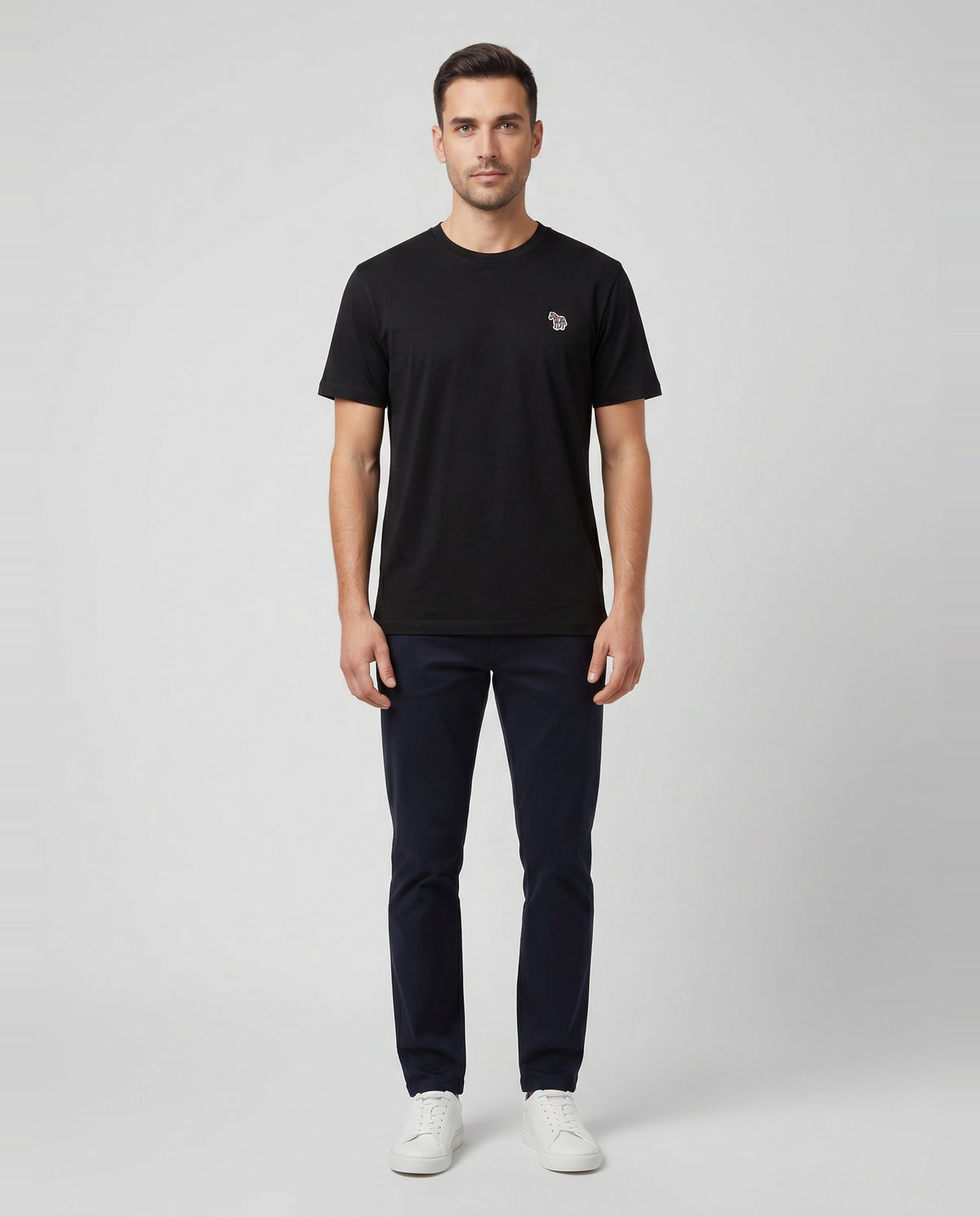 Men's Paul Smith Black Short Sleeve Reg Fit Zebra T-Shirt — on model