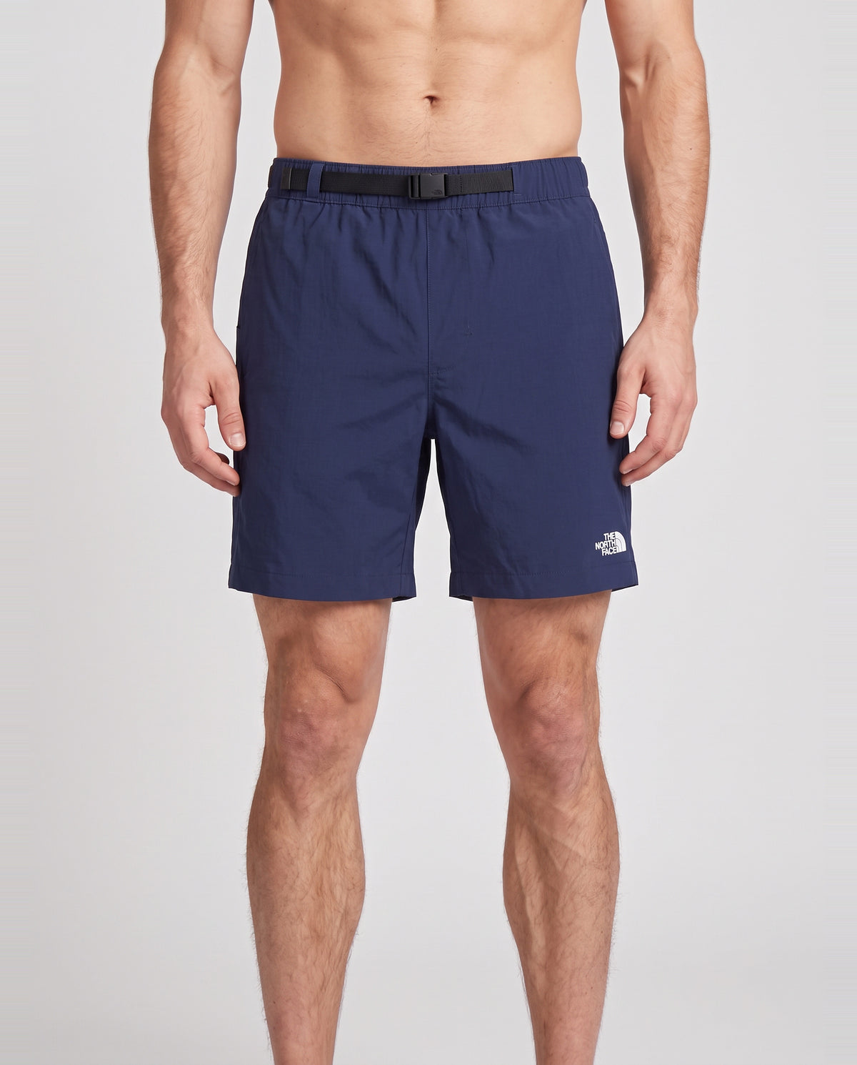 Mens The North Face Class V BLTD 7IN Summit Navy Short — on model