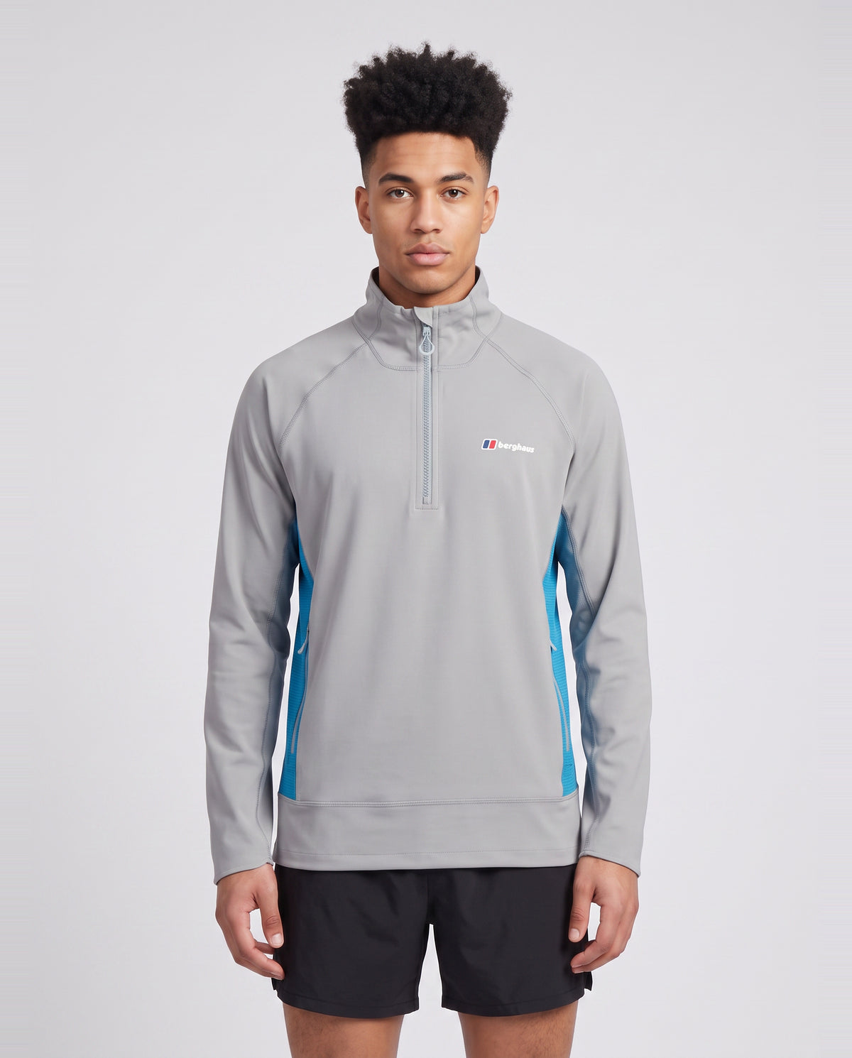 Men's Berghaus Wavertree Half Zip in Grey — on model