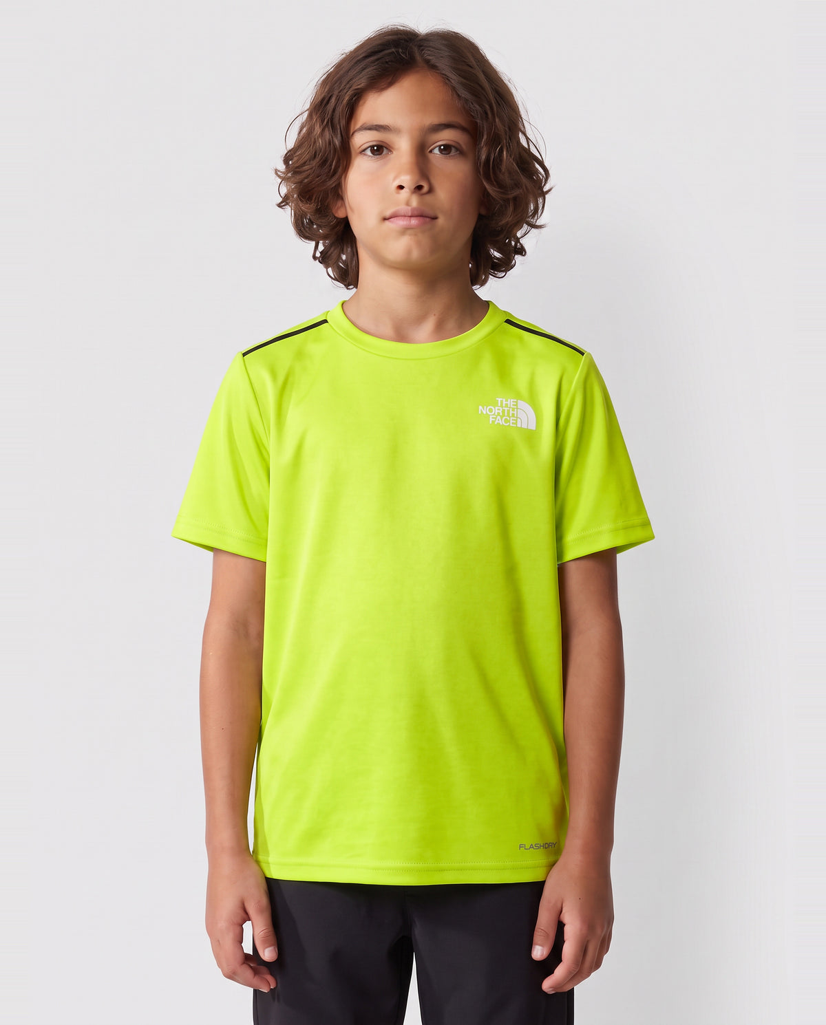 Kids The North Face Teen MA SS Fizz Lime T Shirt — on model