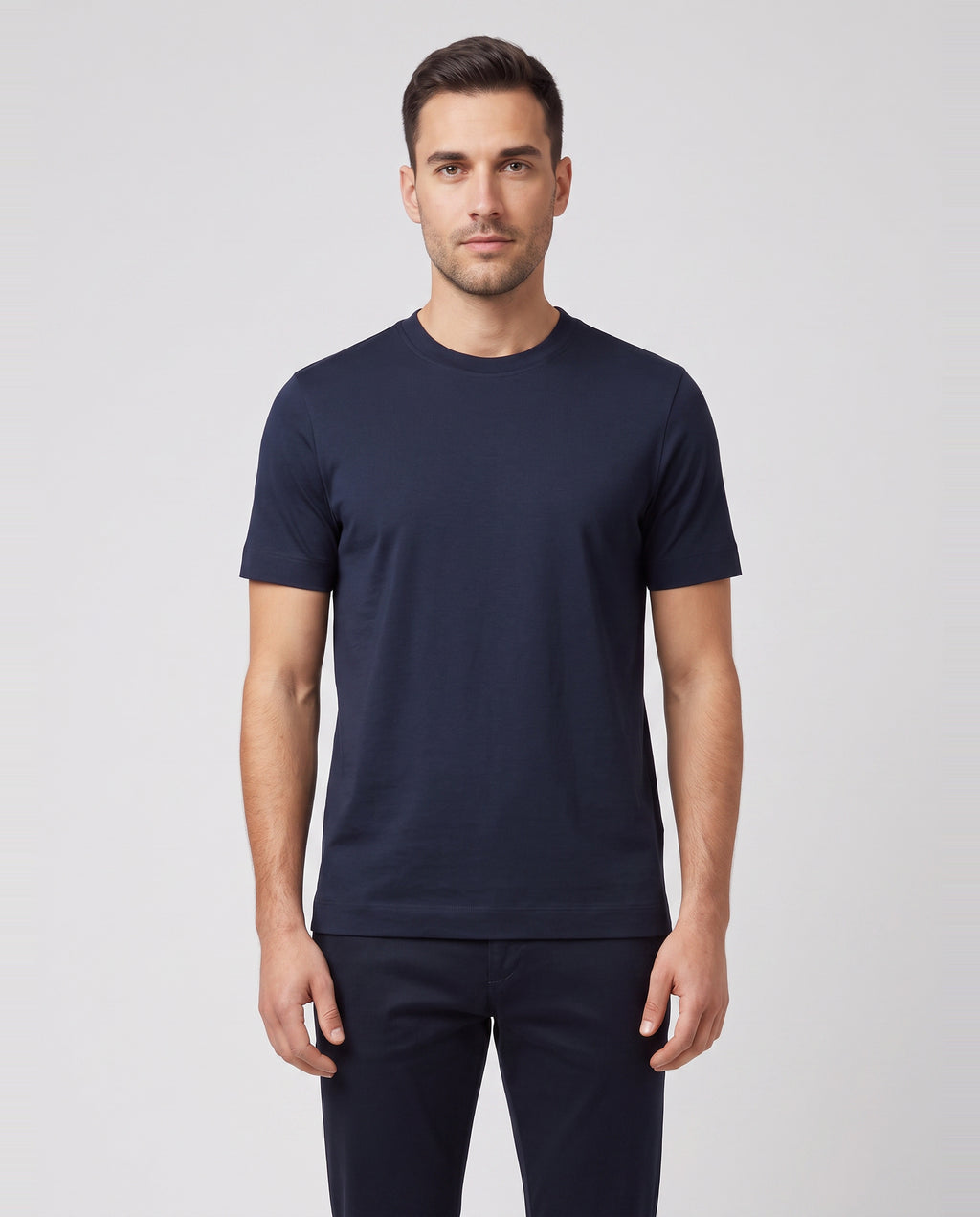Men's Gran Sasso Dark Navy Interlock T Shirt — on model