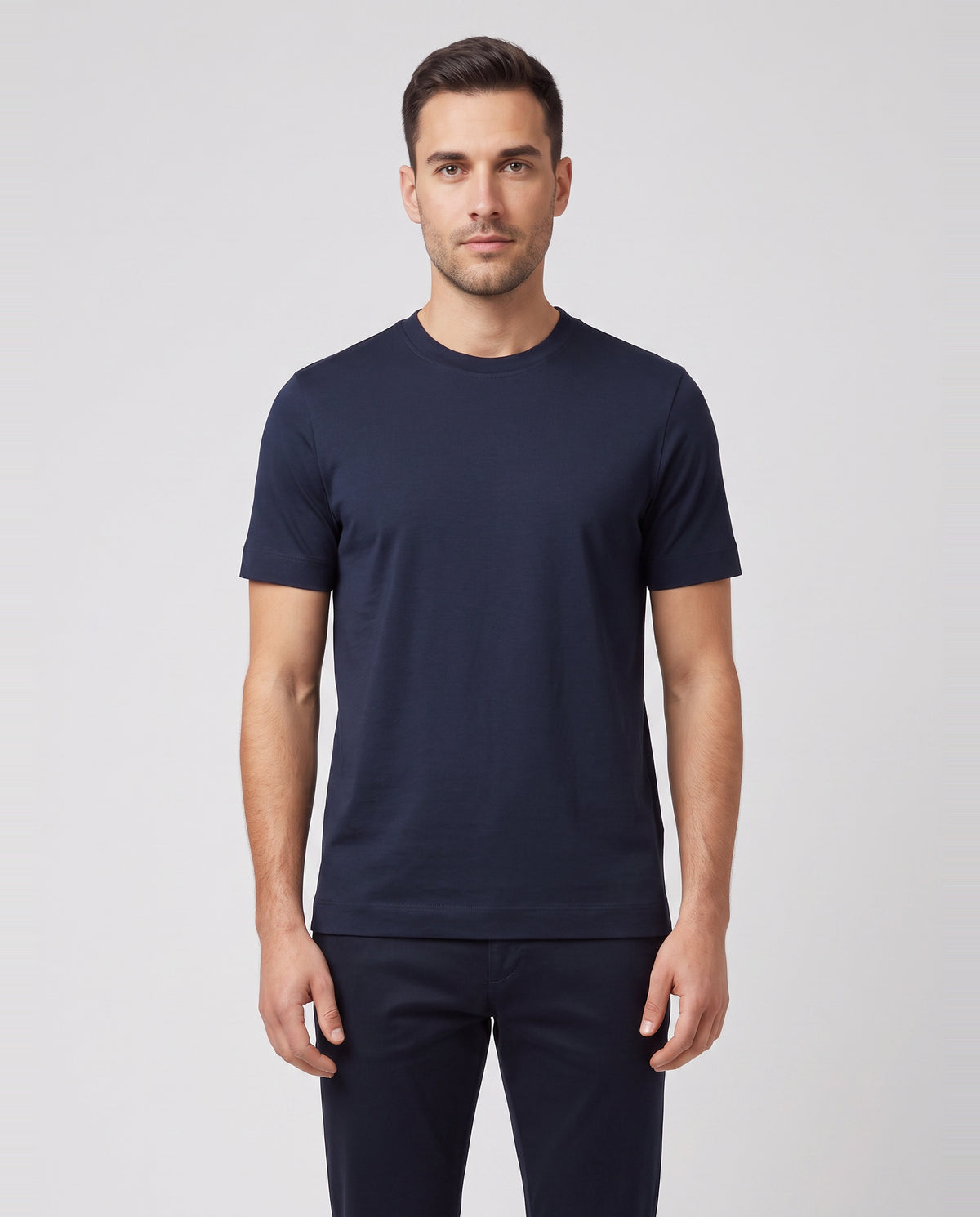 Men's Gran Sasso Dark Navy Interlock T Shirt — on model