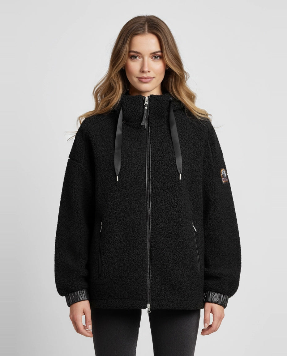 Women's Parajumpers Noelle Black Fleece Jacket on model