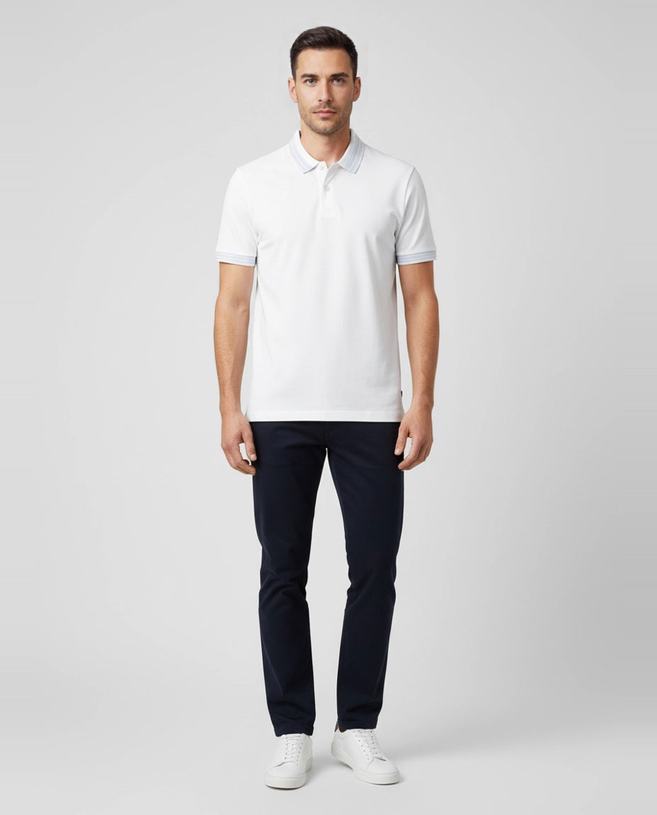 BOSS Black H-Phillipson 202 White Polo Shirt on model