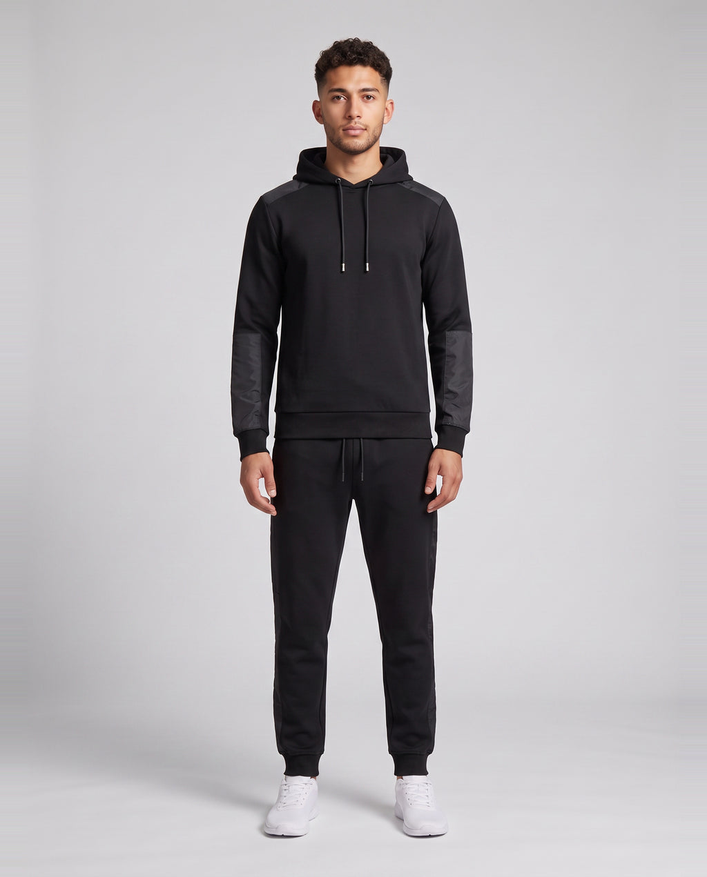 Men's Catini Coporto Hoodie in Black & Coporto Joggers Tracksuit Set — on model