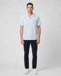 Men's Paul Smith Blue Stripe Casual Fit Short Sleeve Shirt — on model